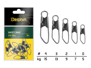 Delphin Safety snap / par 10 #2/9kg Gray, Gold, Silver #2/9kg