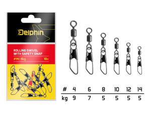 Delphin Émerillon rolling avec safety snap / par 10 #12/5kg Gold, Black, Red, Beige #12/5kg