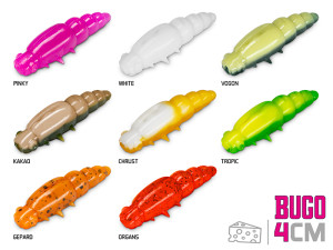 Larve artificielle Delphin BUGO Cheese / 15 pcs 4cm / GEPARD Lime, Red, Gray, Orange 4cm / GEPARD