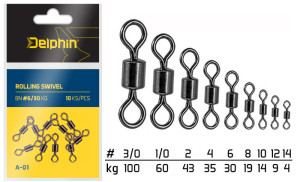 Delphin Rolling Swivel A-01/par 7 BN/3/0 Silver, Gray, Gold BN/3/0