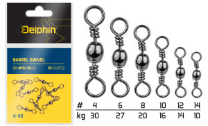 Delphin Barrel Swivel A-02/par 10 BN/12 Silver, Gray, Gold BN/12
