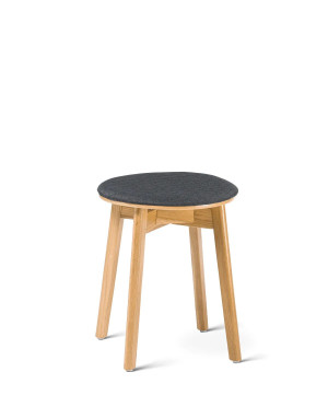 Premium - Taboret do kuchni drewniany tapicerowany grafitowy wysokość 49 cm