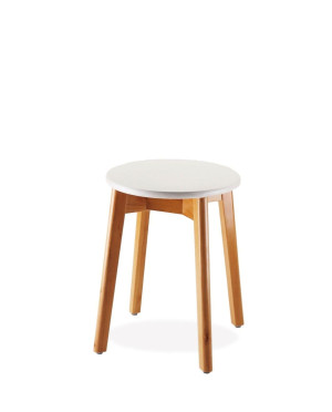 Premium - Taboret do kuchni drewniany dębowy biały wysokość 47 cm