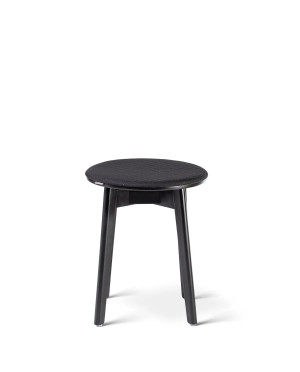 Premium - Taboret drewniany czarny do jadalni, tapicerowany do kuchni