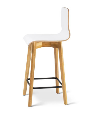 Premium - Krzesło barowe do kuchni hoker niskie krzesło drewniane dębowe 65cm  Luka W