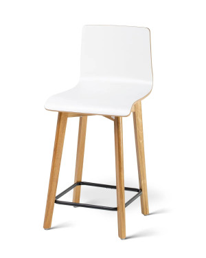 Premium - Krzesło barowe do kuchni hoker niskie krzesło drewniane dębowe 60 cm  Luka W