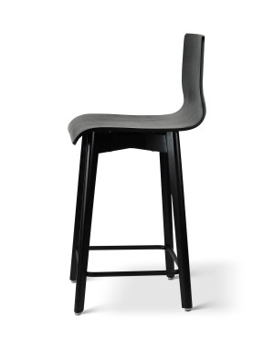 Premium - Krzesło barowe czarne hoker drewniane dębowe eleganckie niskie 60 cm