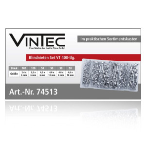 Just In Time Assortiment Rivets aveugles alu en coffret 400 pièces - VINTEC