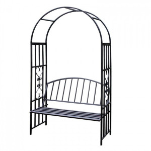 Dema Arche de jardin "Turin" avec banc pour rosier et plante grimpante