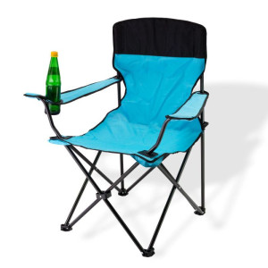 Dema Chaise pliante bleue avec porte-boissons