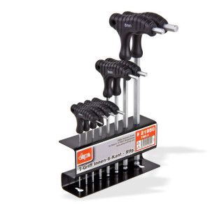 Dema Clés 6 pans mâles poignées en T support métal outillage - 8 pièces
