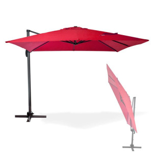 Dema Parasol déporté Verona - 3 x 3 m - Rouge bordeaux