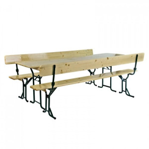 Dema Table et bancs de brasserie - Ensemble de jardin 3 pces 220 x 60 cm