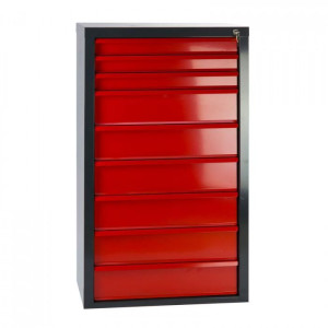 ADB Armoire servante Mammut 9 tiroirs - Rouge/Anthracite