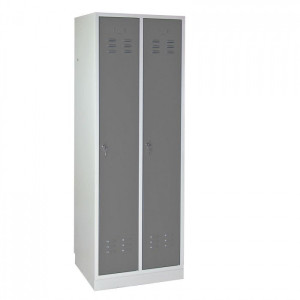 ADB Armoire vestiaire 2 portes - Gris argent - 600 x 500 x 1775 mm