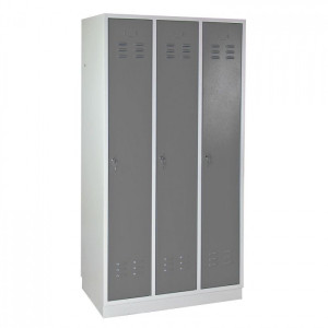 ADB Armoire vestiaire 3 portes Gris argent - 890 x 500 x 1775 mm