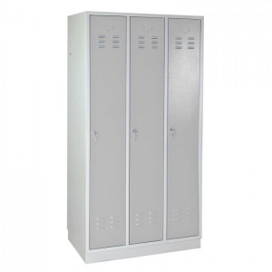 ADB Armoire vestiaire 3 portes Gris clair - 890 x 500 x 1775 mm