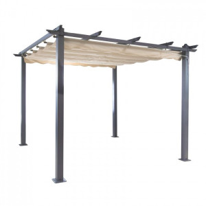 Dema Pergola aluminium toile retractable 3 x 3 m - Beige - Tonnelle Auvent