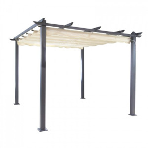 Dema Pergola aluminium toile retractable 3 x 3 m - Ecru - Tonnelle Auvent