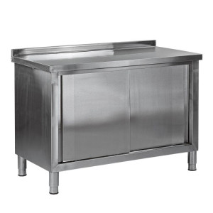 Dema Table de travail inox - 2 portes coulissantes - 120 x 60 cm