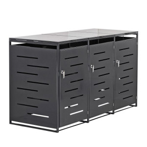 Dema Cache poubelle extérieur - pour 3 poubelles - anthracite