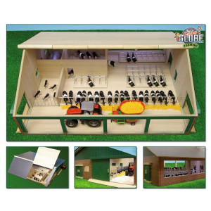 Dema Etable en bois avec salle de traite - 75 x 60 x 26,5 cm - Ferme 1:32