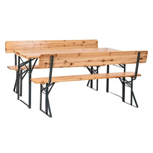 Dema Table et bancs de brasserie avec dossier "Wasen" 167 x 70 cm - 3 pces