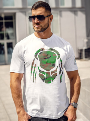 Biały bawełniany t-shirt męski z nadrukiem Bolf 192379A