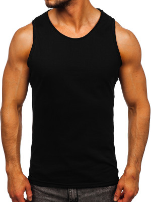 Czarna bawełniana koszulka tank top męska bez nadruku Bolf 1205