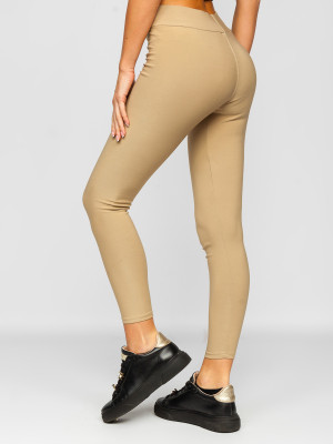 Beżowe legginsy damskie Denley YW01053A1