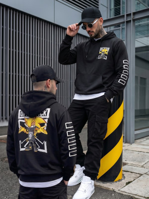 Czarna z nadrukiem bluza męska z kapturem Denley HM611