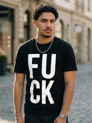 T-shirt męski bawełniany z nadrukiem czarny Bolf Fabio