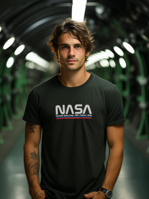 Czarny bawełniany t-shirt męski z nadrukiem Bolf 14749A2