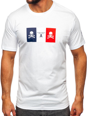 T-shirt męski bawełniany z nadrukiem biały Bolf Marcello