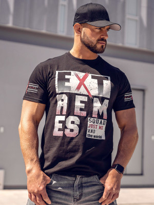 Czarny T-shirt męski z nadrukiem Bolf 14312