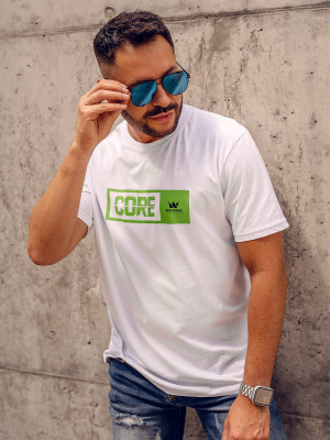 T-shirt męski bawełniany z nadrukiem biały Bolf Modesto