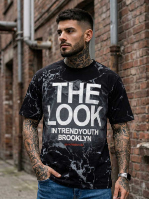 Czarny bawełniany t-shirt męski z nadrukiem Bolf 627-1