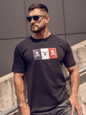 T-shirt męski bawełniany z nadrukiem czarny Bolf Altero