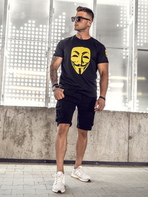Czarny t-shirt męski z nadrukiem Bolf 14400