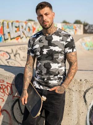 Szary t-shirt męski moro Denley S807