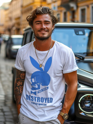 Biały bawełniany t-shirt męski z nadrukiem Bolf 192368A2