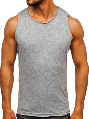 Szara bawełniana koszulka tank top męska bez nadruku Bolf 1205