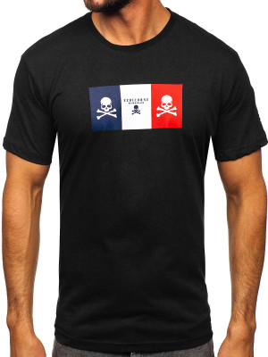 T-shirt męski bawełniany z nadrukiem czarny Bolf Marcello