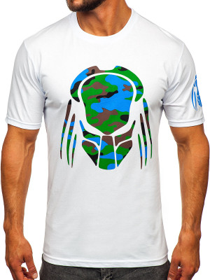 Biały bawełniany t-shirt męski z nadrukiem Bolf 192379-1