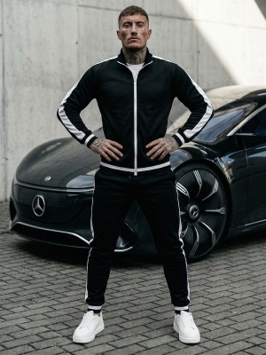 Czarny dres męski Denley 8C99