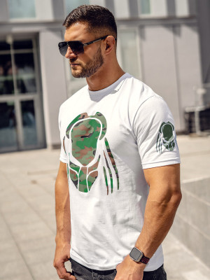 T-shirt męski bawełniany z nadrukiem biały Bolf Massimo