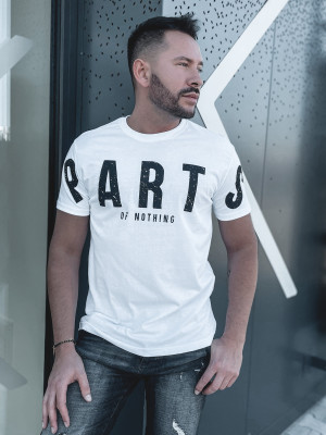 Biały bawełniany t-shirt męski z nadrukiem Bolf 1180A