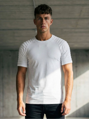 Biały bez nadruku t-shirt męski Denley 8T88
