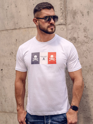 T-shirt męski bawełniany z nadrukiem biały Bolf Altero