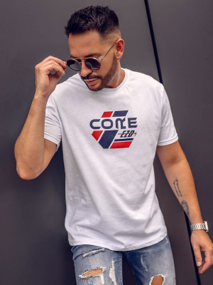 Biały bawełniany t-shirt męski z nadrukiem Bolf 14782